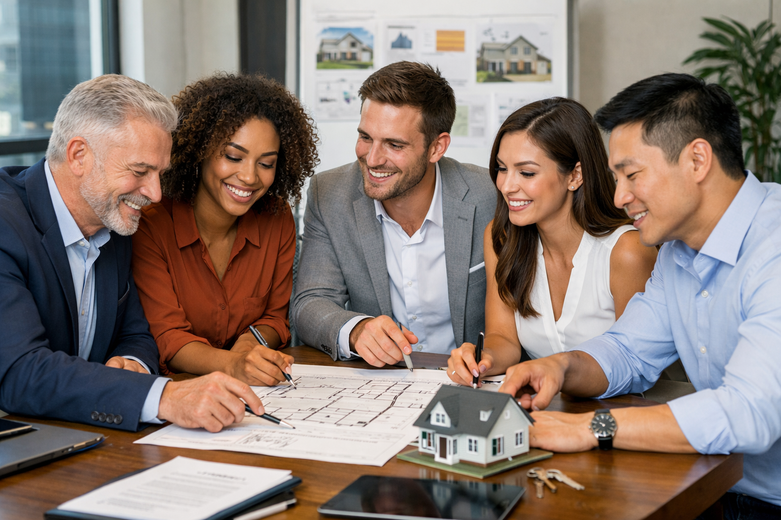 Real Estate Professionals Collaborating at Table-1